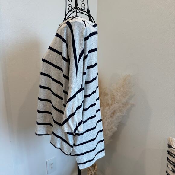 Chaser Heathered Gray Striped Dolman Sleeve Raglan Tee XS-Nautical, Preppy - Picture 4 of 10